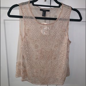NWT Nude Sheer Beaded Top